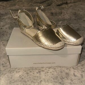 Marc Fisher Metallic Gold Espadrille Sandals